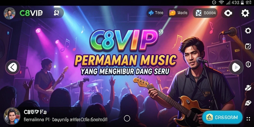 Tampilan menarik dari gameplay C8VIP dengan berbagai lagu.