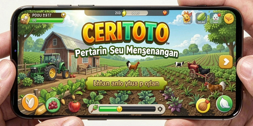 Screenshot CERITOTO menampilkan gameplay pertanian yang seru dan interaktif.