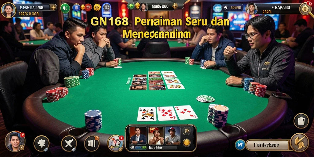 Tampilan gameplay Poker yang mendebarkan di GN168.