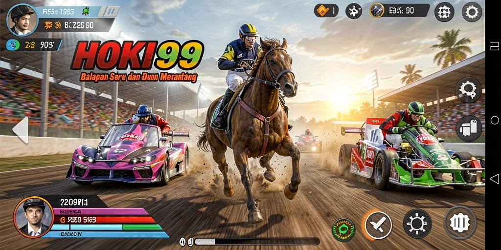 Screenshot gameplay HOKI99 menampilkan balapan yang seru dan menegangkan.