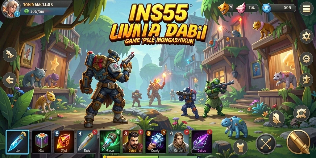 Tampilan gameplay INS55 yang menarik dan penuh warna dalam mode Idle.