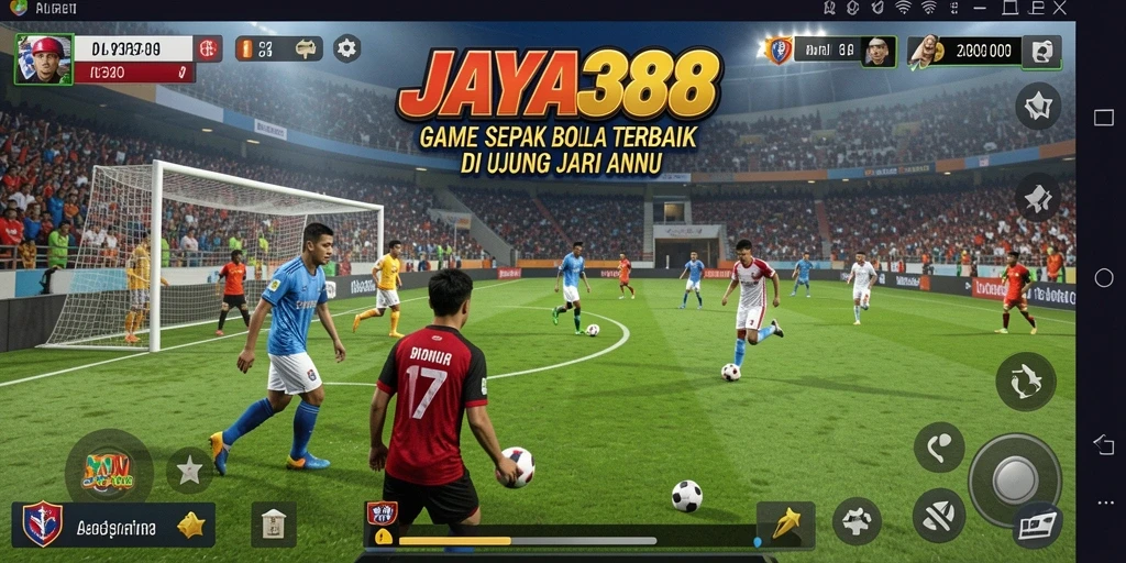 Tampilan gameplay JAYA388 dengan aksi seru di lapangan sepak bola.