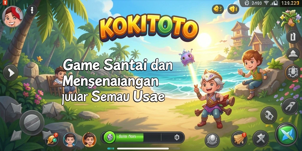 Tangkapan layar gameplay KOKITOTO yang penuh warna dan menyenangkan.
