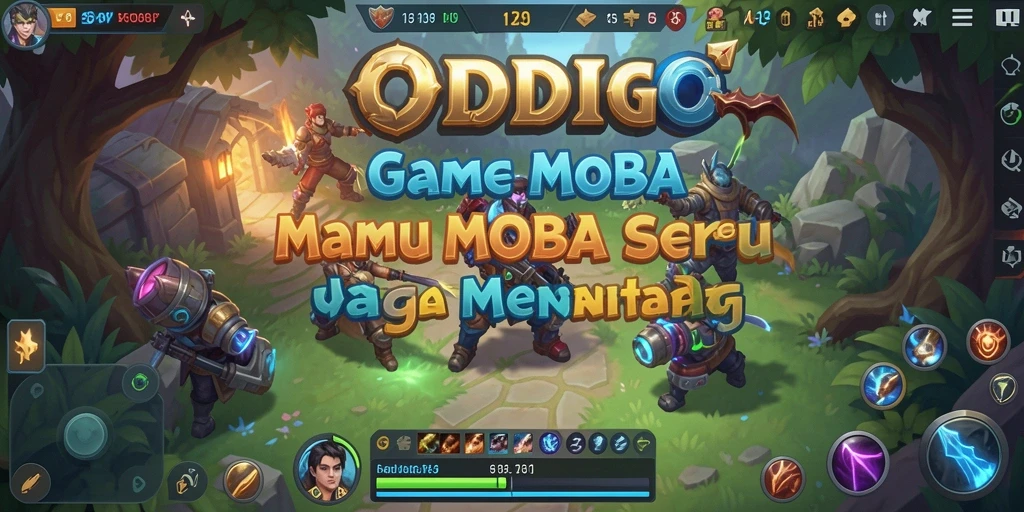 Screenshot utama ODDIGO menampilkan gameplay MOBA yang intens dan mendebarkan.