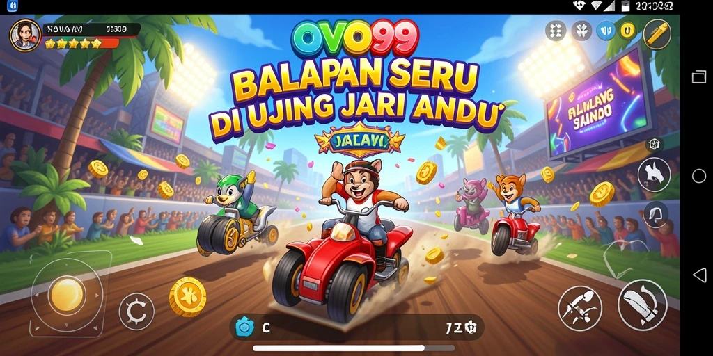Tampilan gameplay OVO99 dengan balapan yang mendebarkan.