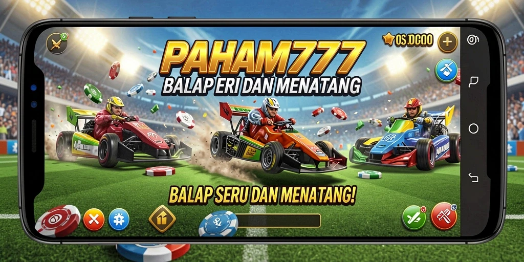 Tampilan gameplay seru dari PAHAM777 dengan balapan cepat.