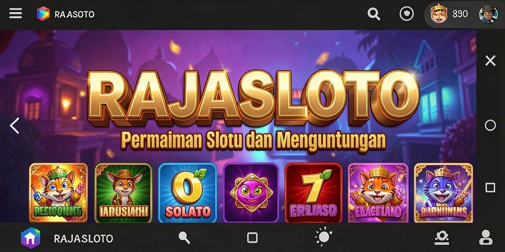 Tampilan colorful dan dinamis dari gameplay RAJASLOTO yang menarik.