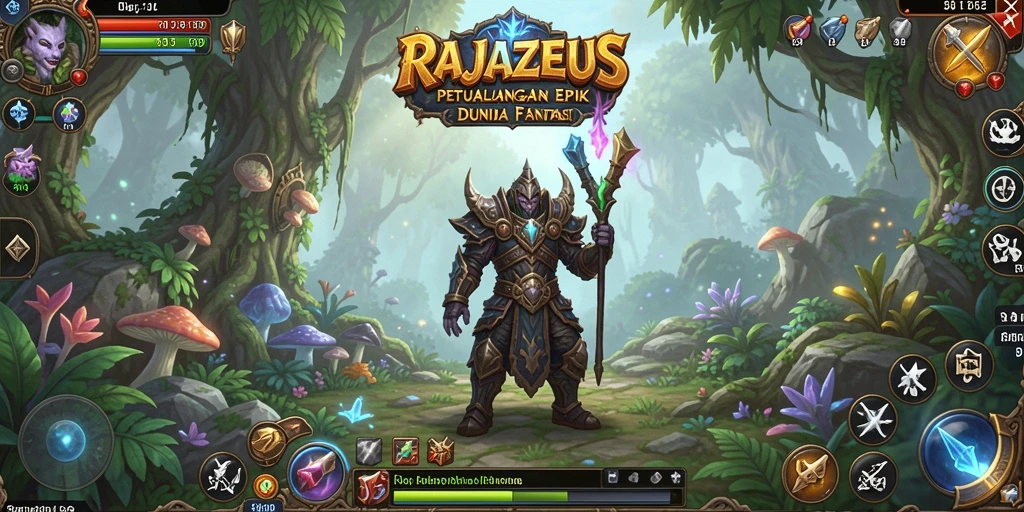 Tampilan utama gameplay RAJAZEUS yang penuh petualangan.