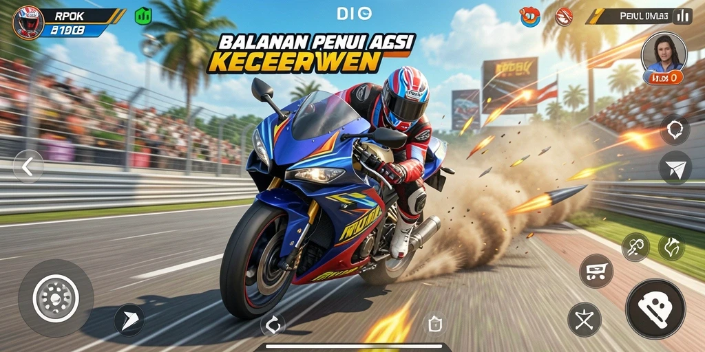 Menampilkan aksi balapan motor yang seru dan mendebarkan.