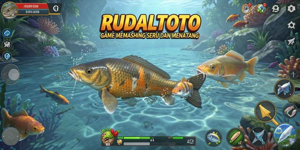 Tampilan gameplay menarik saat memancing di RUDALTOTO.