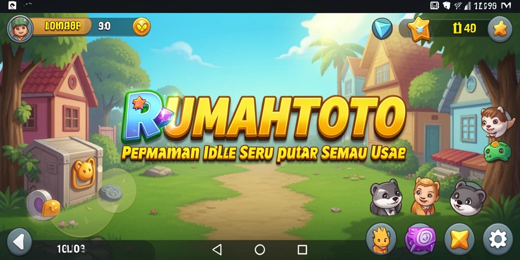Tampilan utama gameplay RUMAHTOTO yang menampilkan aktivitas Idle.