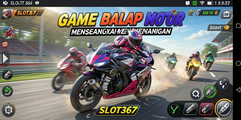 Gameplay SLOT367 menampilkan balapan motor yang seru dan grafis menarik.