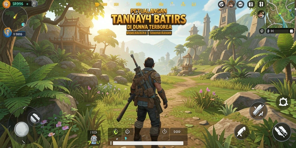 Screenshot menunjukkan petualangan seru dalam dunia terbuka SR996.